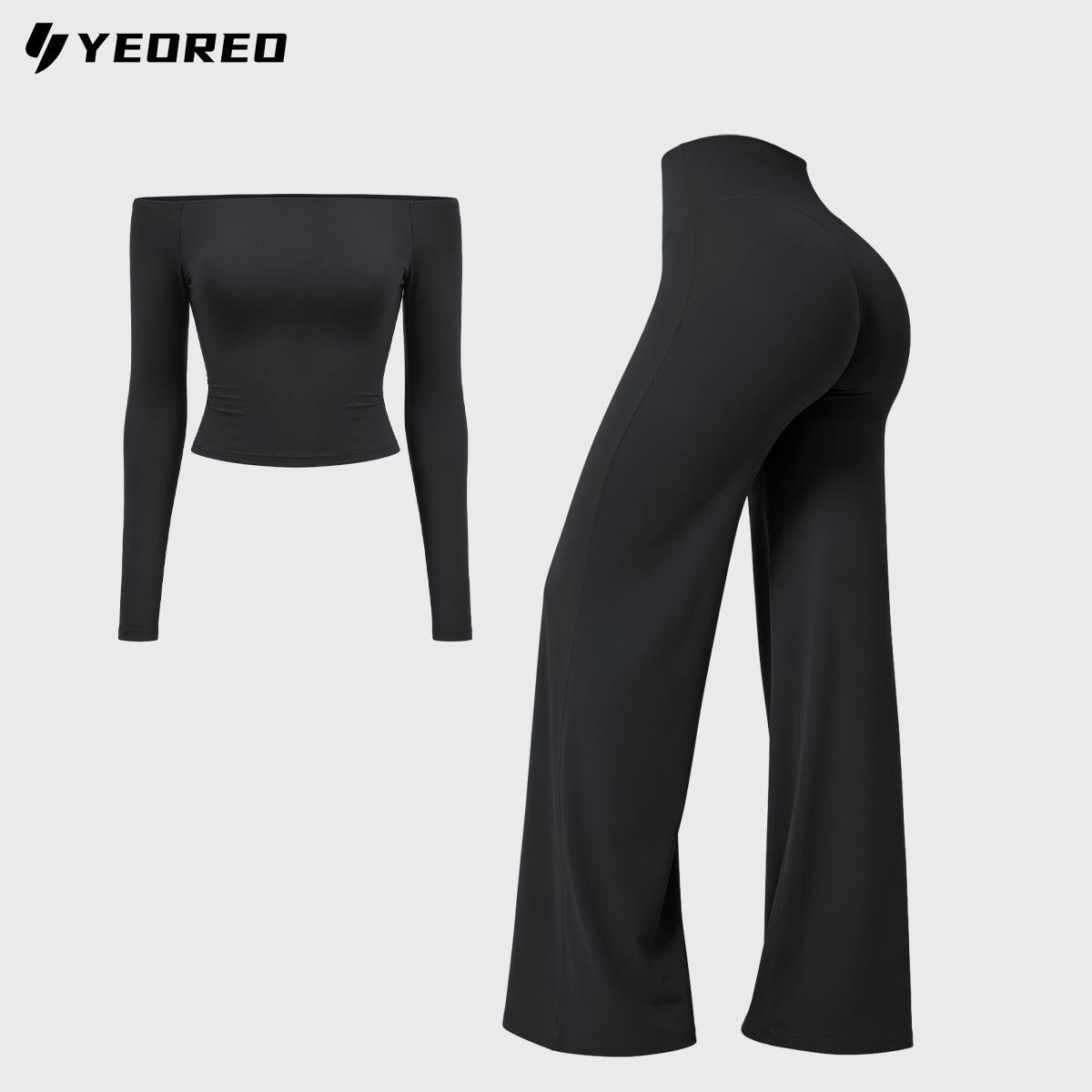 Yeoreo Sophie Off-Shoulder Top & Straight Leg Leggings 2-teiliges Set