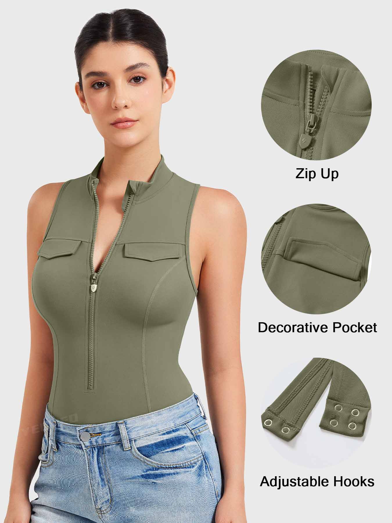 Yeoreo Jacobu Cargo Bodysuit Armeegrün / L