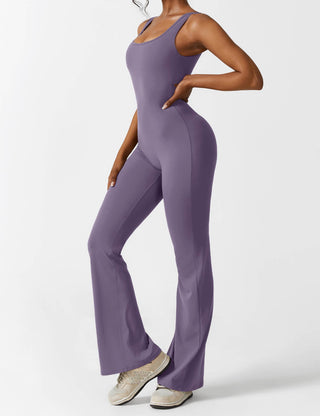 Yeoreo V-Rücken Ausgestellter Jumpsuit/Overall Dunkel Violett