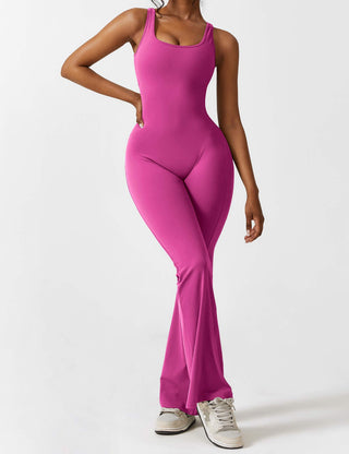 Yeoreo V-Rücken Ausgestellter Jumpsuit/Overall Rosa