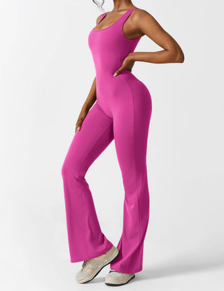 Yeoreo V-Rücken Ausgestellter Jumpsuit/Overall Rosa