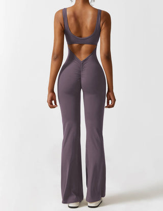 Yeoreo V-Rücken Ausgestellter Jumpsuit/Overall Violett Grau