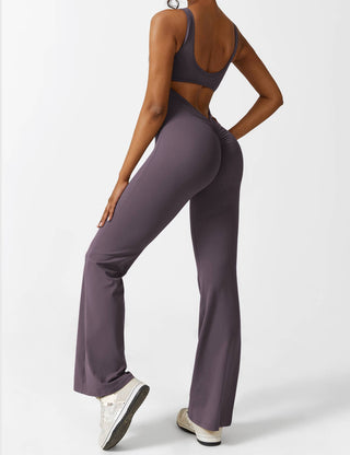 Yeoreo V-Rücken Ausgestellter Jumpsuit/Overall Violett Grau