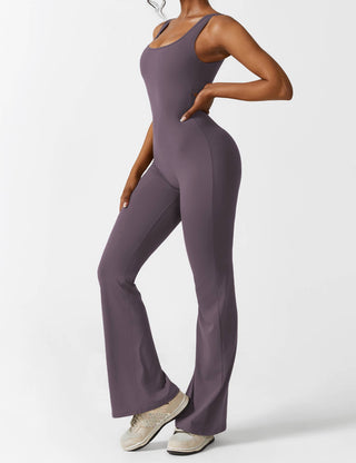 Yeoreo V-Rücken Ausgestellter Jumpsuit/Overall Violett Grau