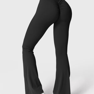 Yeoreo Daze V-Rücken Schlaghosen Flared Leggings Schwarz