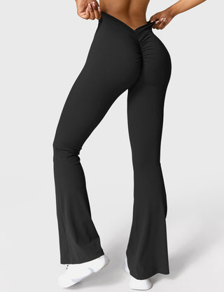 Yeoreo Daze V-Rücken Schlaghosen Flared Leggings Schwarz