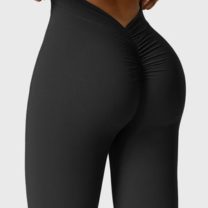 Yeoreo Daze V-Rücken Schlaghosen Flared Leggings Schwarz