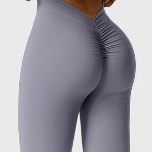 Yeoreo Daze V-Rücken Schlaghosen Flared Leggings Blau Grau