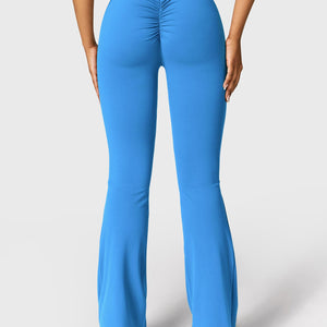 Yeoreo Daze V-Rücken Schlaghosen Flared Leggings Blau