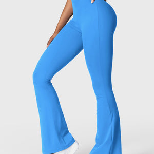 Yeoreo Daze V-Rücken Schlaghosen Flared Leggings Blau