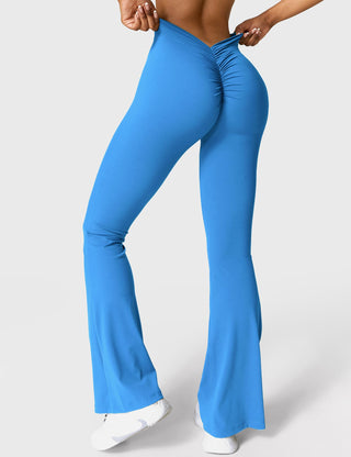 Yeoreo Daze V-Rücken Schlaghosen Flared Leggings Blau