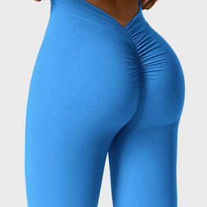 Yeoreo Daze V-Rücken Schlaghosen Flared Leggings Blau