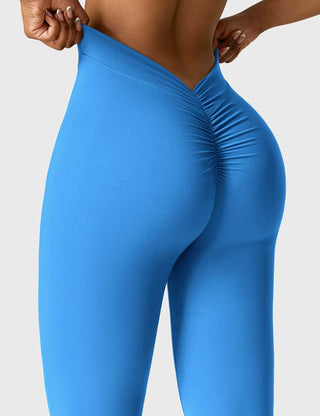 Yeoreo Daze V-Rücken Schlaghosen Flared Leggings Blau