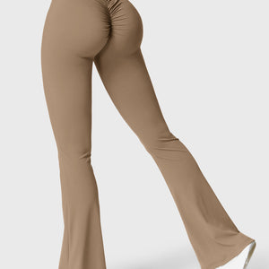 Yeoreo Daze V-Rücken Schlaghosen Flared Leggings Braun