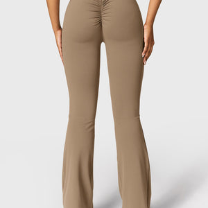 Yeoreo Daze V-Rücken Schlaghosen Flared Leggings Braun