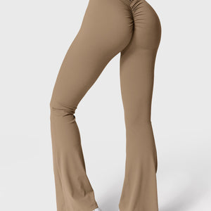 Yeoreo Daze V-Rücken Schlaghosen Flared Leggings Braun