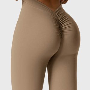 Yeoreo Daze V-Rücken Schlaghosen Flared Leggings Braun