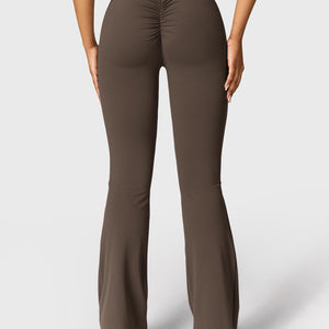 Yeoreo Daze V-Rücken Schlaghosen Flared Leggings Kaffee