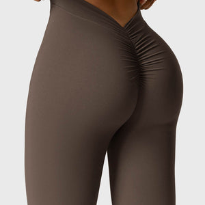 Yeoreo Daze V-Rücken Schlaghosen Flared Leggings Kaffee