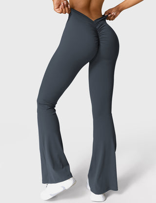 Yeoreo Daze V-Rücken Schlaghosen Flared Leggings Dunkelblau