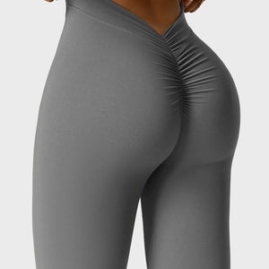 Yeoreo Daze V-Rücken Schlaghosen Flared Leggings Grau