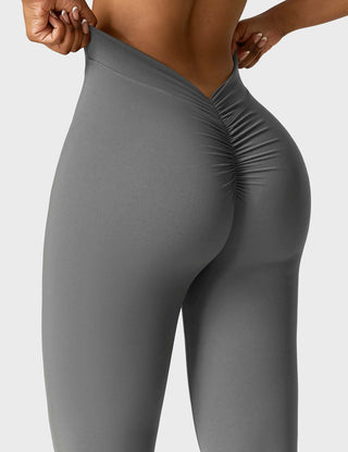 Yeoreo Daze V-Rücken Schlaghosen Flared Leggings Grau