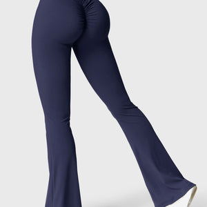 Yeoreo Daze V-Rücken Schlaghosen Flared Leggings Marineblau
