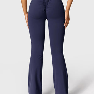 Yeoreo Daze V-Rücken Schlaghosen Flared Leggings Marineblau