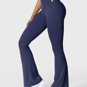Yeoreo Daze V-Rücken Schlaghosen Flared Leggings Marineblau