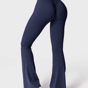 Yeoreo Daze V-Rücken Schlaghosen Flared Leggings Marineblau