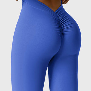 Yeoreo Daze V-Rücken Schlaghosen Flared Leggings Königsblau