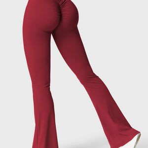 Yeoreo Daze V-Rücken Schlaghosen Flared Leggings Burgunderrot