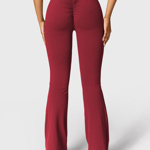 Yeoreo Daze V-Rücken Schlaghosen Flared Leggings Burgunderrot