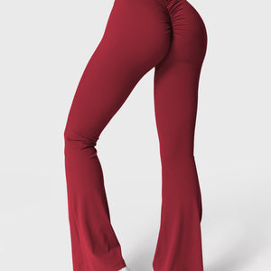 Yeoreo Daze V-Rücken Schlaghosen Flared Leggings Burgunderrot