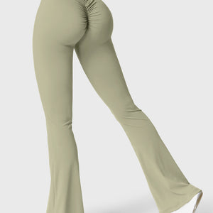Yeoreo Daze V-Rücken Schlaghosen Flared Leggings Soja Grün