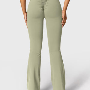 Yeoreo Daze V-Rücken Schlaghosen Flared Leggings Soja Grün