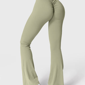 Yeoreo Daze V-Rücken Schlaghosen Flared Leggings Soja Grün