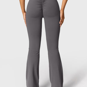 Yeoreo Daze V-Rücken Schlaghosen Flared Leggings Dunkelgrau