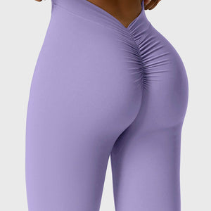 Yeoreo Daze V-Rücken Schlaghosen Flared Leggings Hellviolett