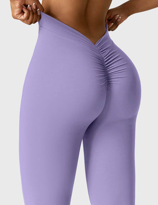 Yeoreo Daze V-Rücken Schlaghosen Flared Leggings Hellviolett