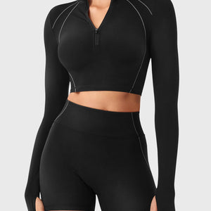 Yeoreo Clementine Halber Reißverschluss Crop Top Shorts Sets - Yeoreo Germany