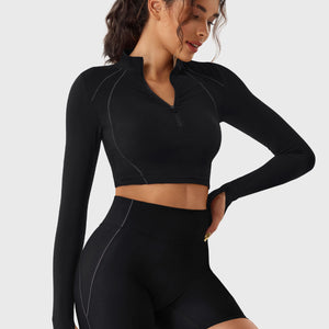 Yeoreo Clementine Halber Reißverschluss Crop Top Shorts Sets - Yeoreo Germany