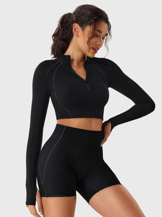 Yeoreo Clementine Halber Reißverschluss Crop Top Shorts Sets - Yeoreo Germany