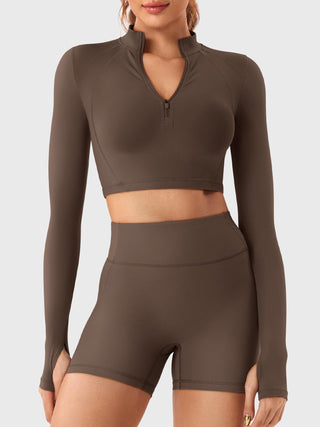 Yeoreo Clementine Halber Reißverschluss Crop Top Shorts Sets - Yeoreo Germany