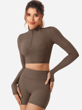 Yeoreo Clementine Halber Reißverschluss Crop Top Shorts Sets - Yeoreo Germany