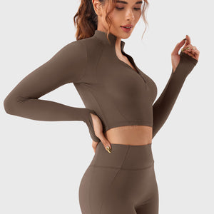 Yeoreo Clementine Halber Reißverschluss Crop Top Shorts Sets - Yeoreo Germany