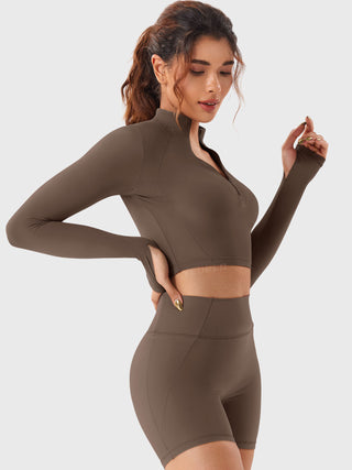 Yeoreo Clementine Halber Reißverschluss Crop Top Shorts Sets - Yeoreo Germany