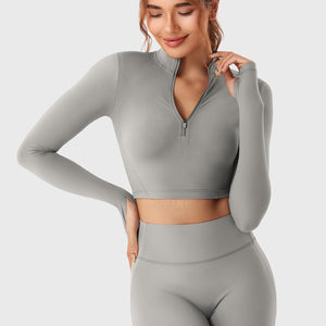 Yeoreo Clementine Halber Reißverschluss Crop Top Shorts Sets - Yeoreo Germany