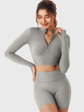 Yeoreo Clementine Halber Reißverschluss Crop Top Shorts Sets - Yeoreo Germany