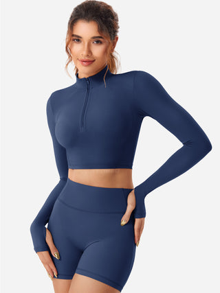 Yeoreo Clementine Halber Reißverschluss Crop Top Shorts Sets - Yeoreo Germany